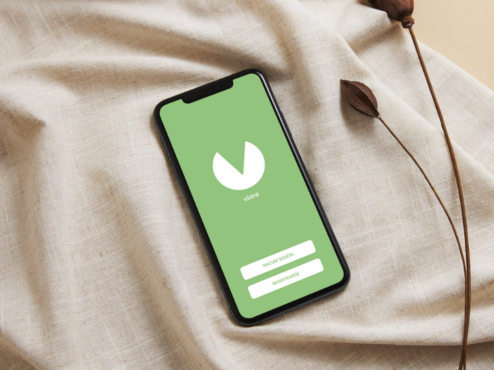Maquetación en móvil de la pantalla de inicio del proyecto Viare, mockup interactivo app de viajes a la España vaciada